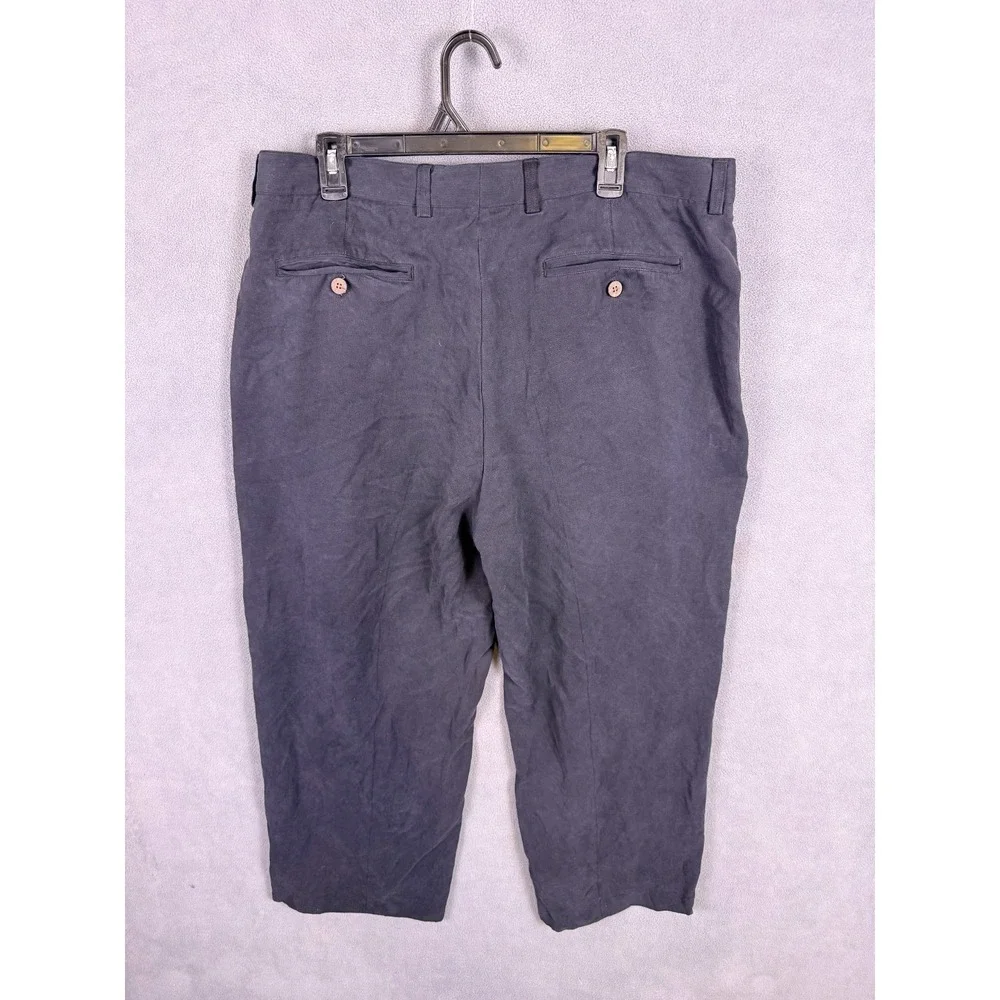 Tommy Bahama Mens Silk Pants 38x25 Black Vacation Pleated Casual‎ Resort Money